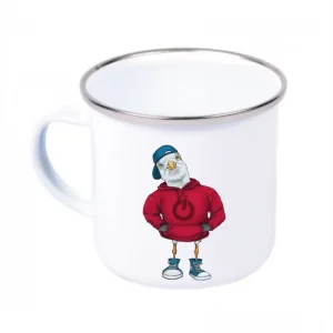 Küstenkalle roter Hoodie Emaille Becher