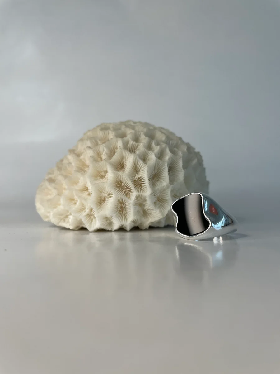 Siegelring silber mit schwarzer Plexiglas Platte
